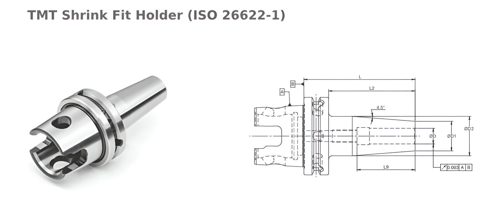 TMT63XMZ SFH04 080 Shrink Fit Holder (Balanced to G2.5 25000 RPM) (Compatible with KM63XMZ™) (ISO26622-1)